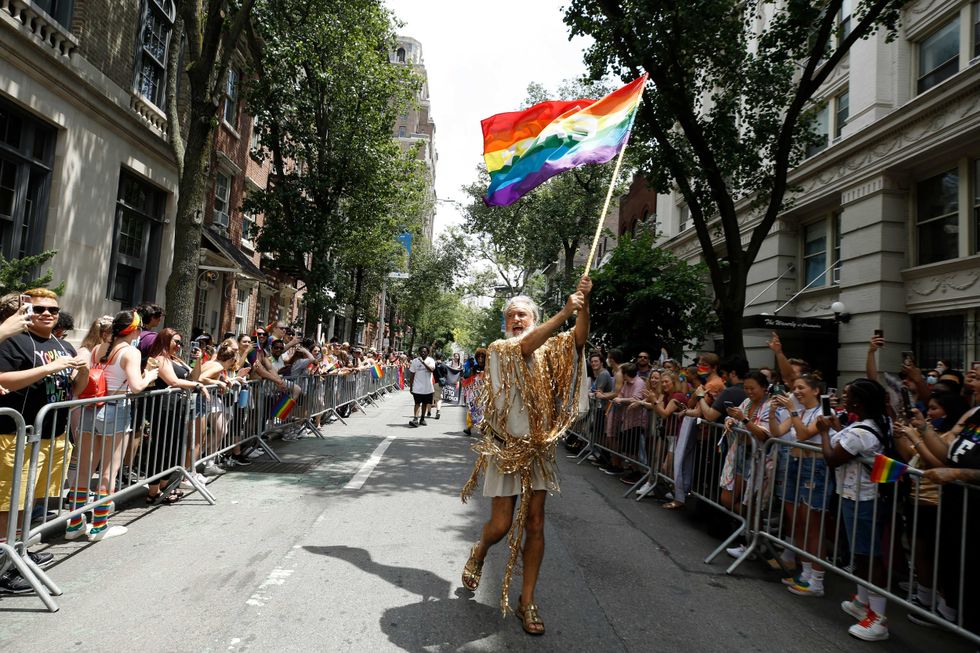 Parade participants celebrate New York City Pride on June 27, 2021 in New York City