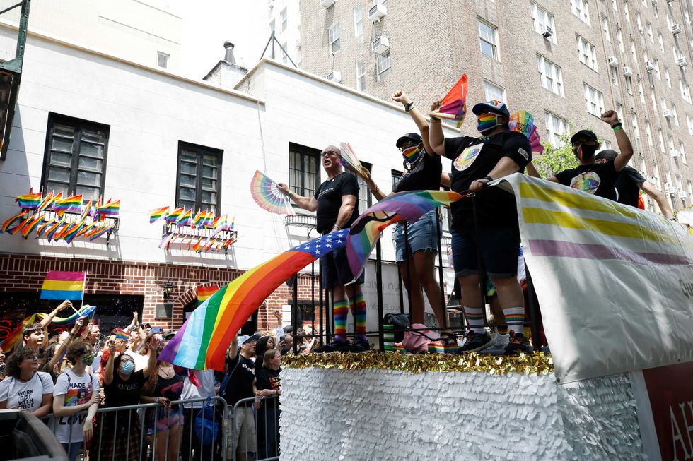 Parade participants celebrate New York City Pride on June 27, 2021 in New York City