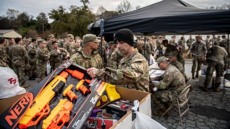 Paratroopers jump into the holidays