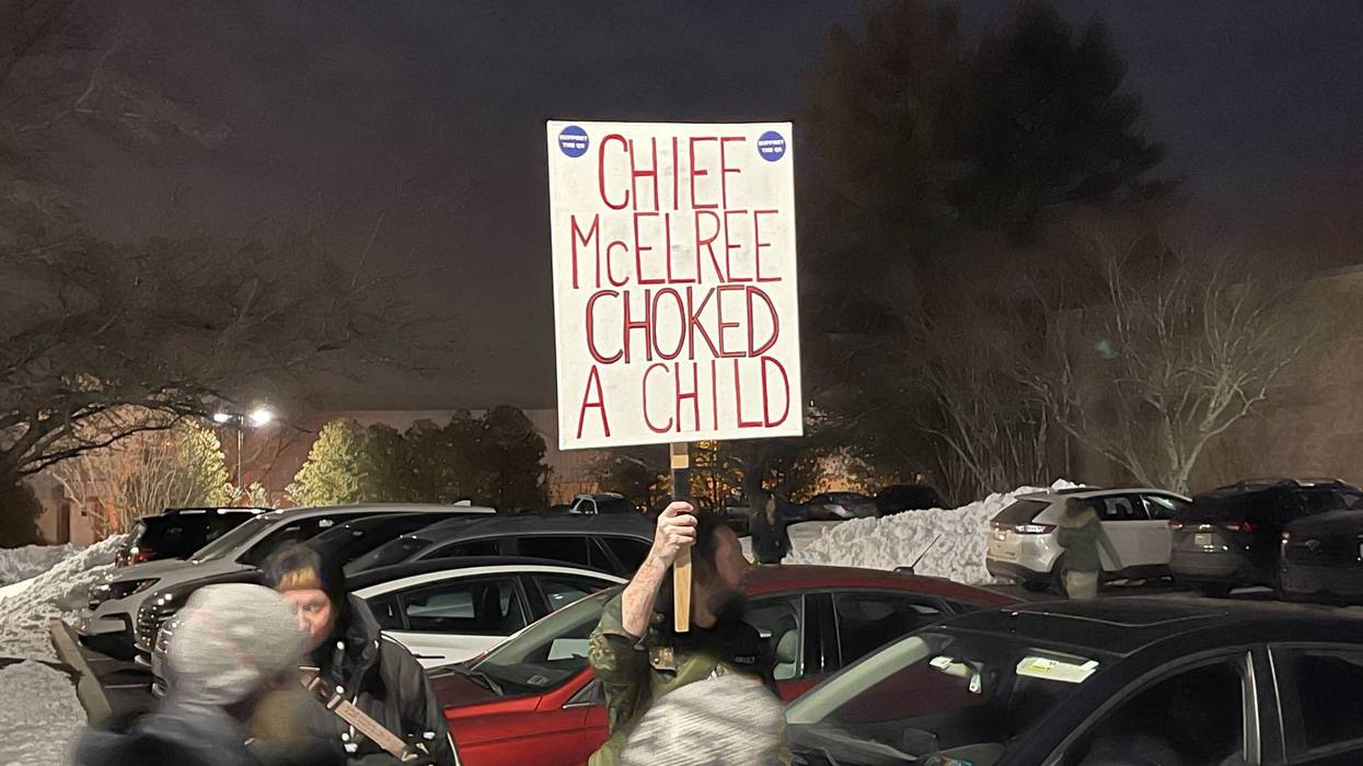 Parents and community members protest outside a Quakertown Borough Council meeting