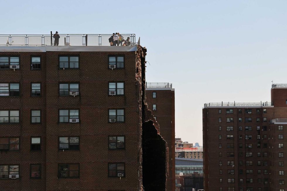 Part of the building was sheared off
