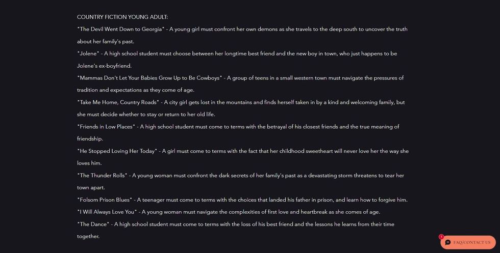 Part of the long list of titles on SMS Novel