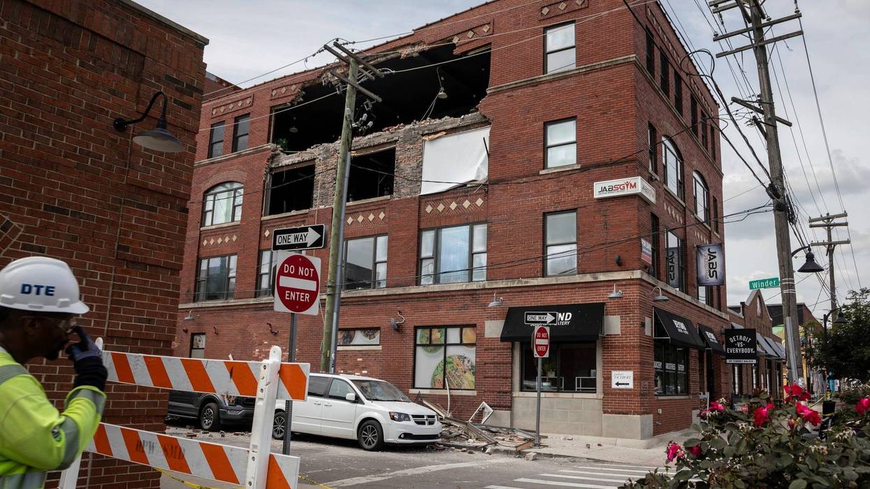 Partially collapsed building at Eastern Market in Detroit