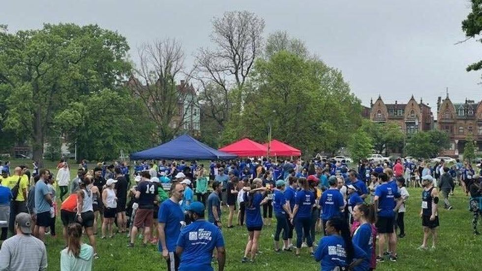 Participants and volunteers in Fairmount Park at the Philadelphia Bar Association 5K Run/Walk.