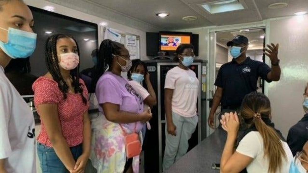 Participants in the HERricane emergency management career program for young women and girls.