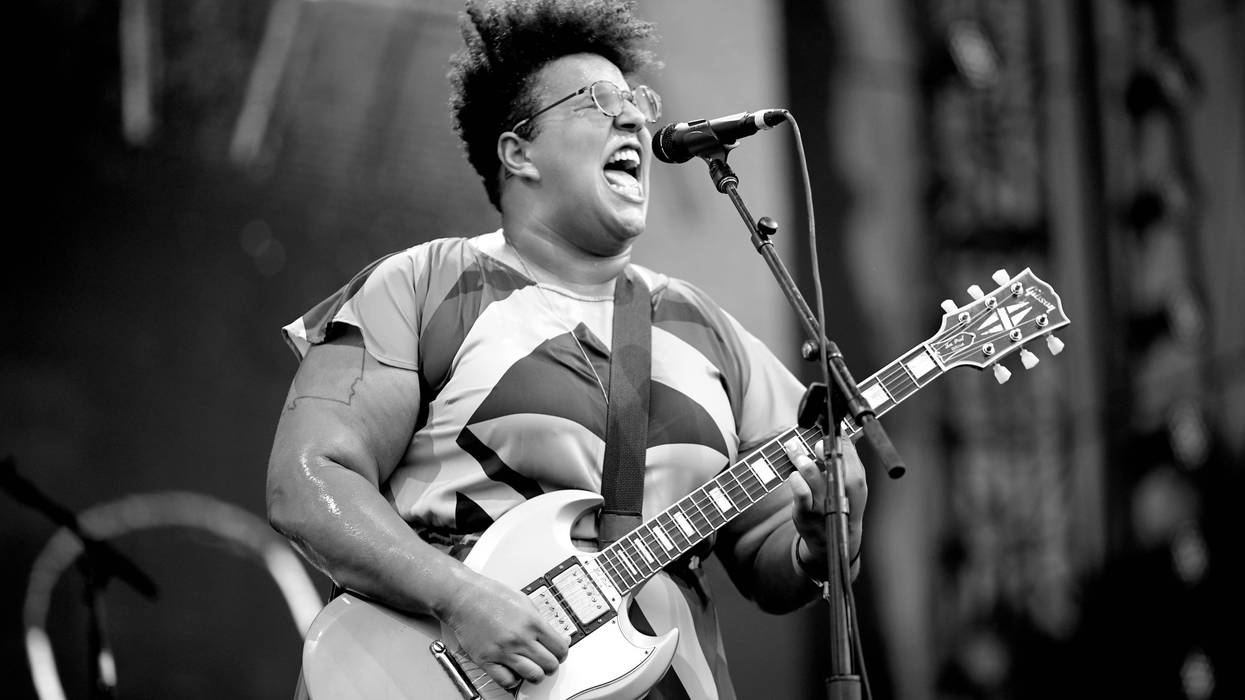 PASADENA, CA - JUNE 24: (EDITORS NOTE: Image has been converted to black and white.) Musican Brittany Howard of musical group Alabama Shakes performs on The Oaks stage during Arroyo Seco Weekend at the Brookside Golf Course at on June 24, 2017 in Pasadena