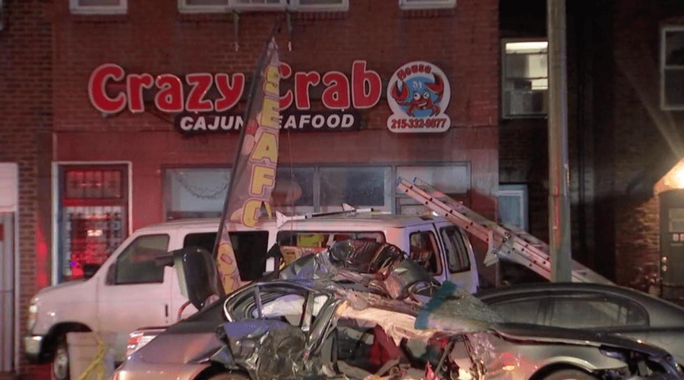Passenger thrown from speeding car that slammed into parked van in Northeast Philly, police say