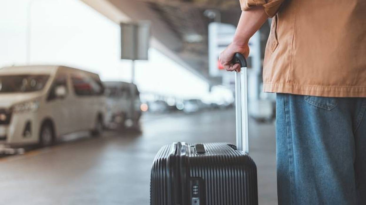Passenger waiting to be picked up at the airport