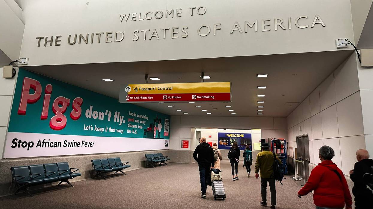 Passengers enter the international arrivals area at Newark Liberty International Airport.