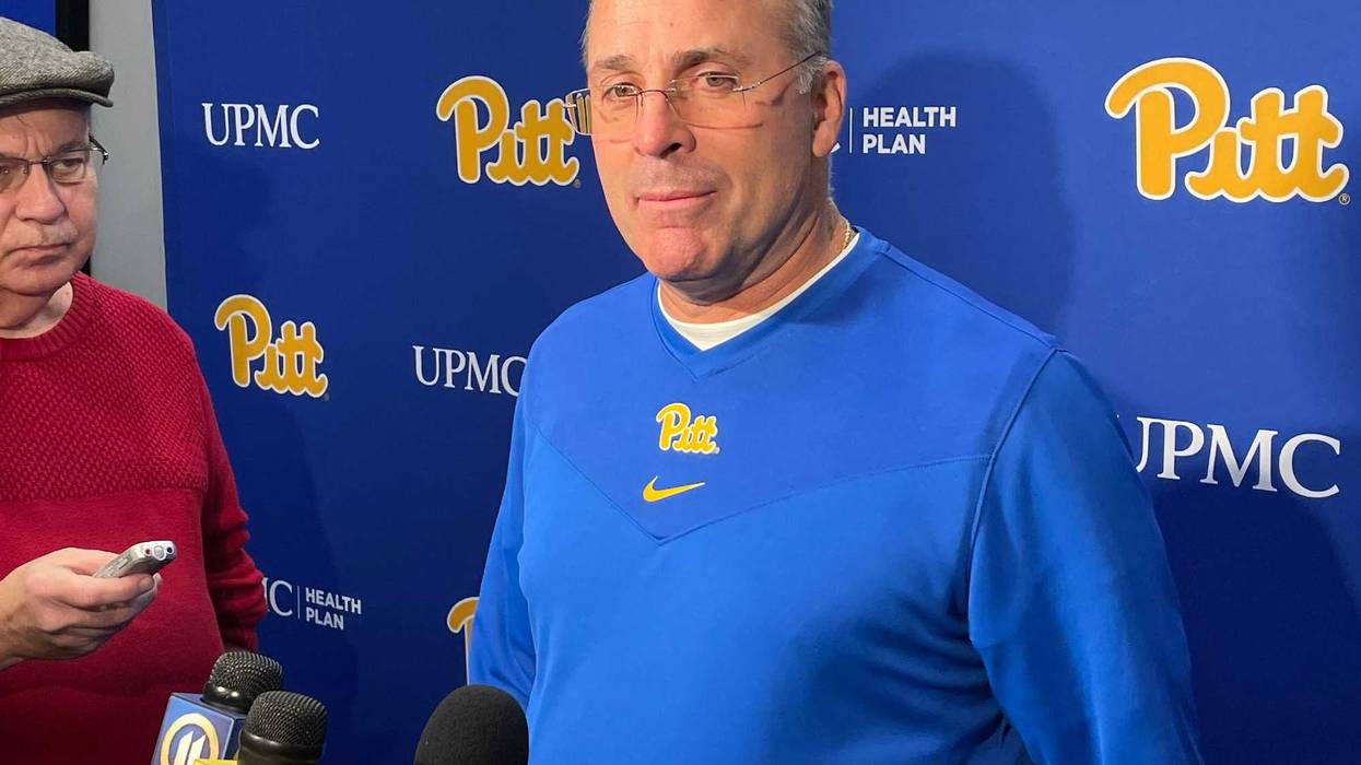 Pat Narduzzi at podium