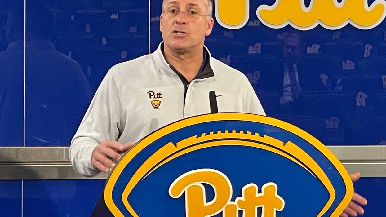 Pat Narduzzi at podium