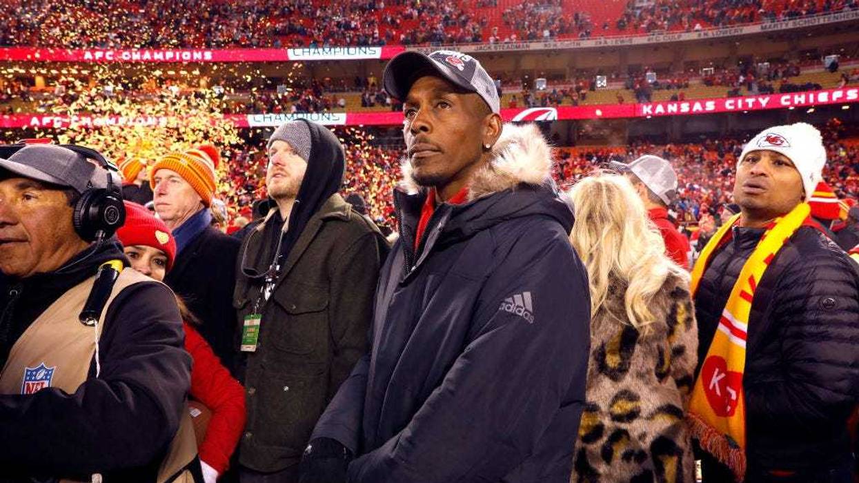 Patrick Mahomes #15 of the Kansas City Chiefs' father Pat Mahomes looks on after the Kansas City Chiefs defeated the Tennessee Titans in the AFC Championship Game at Arrowhead Stadium on January 19, 2020 in Kansas City, Missouri. The Chiefs defeated the Titans 35-24.