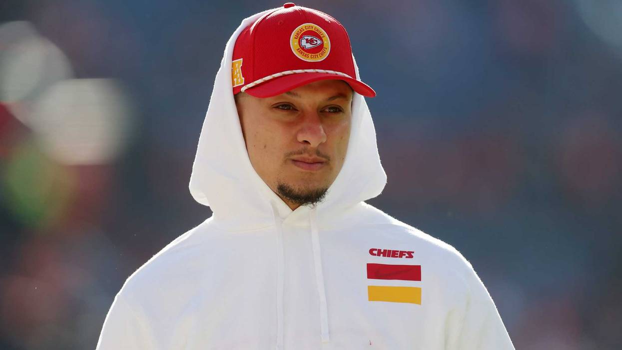 Patrick Mahomes #15 of the Kansas City Chiefs walks across the field before the game against the Denver Broncos at Empower Field At Mile High on January 05, 2025 in Denver, Colorado.
