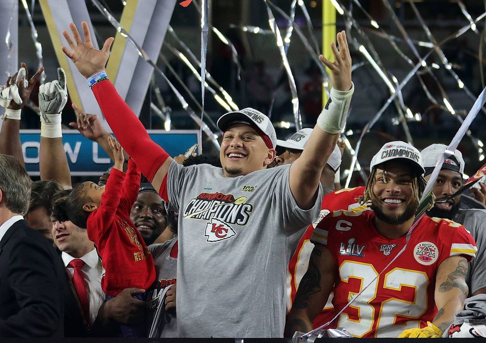 Patrick Mahomes celebrating the Chiefs