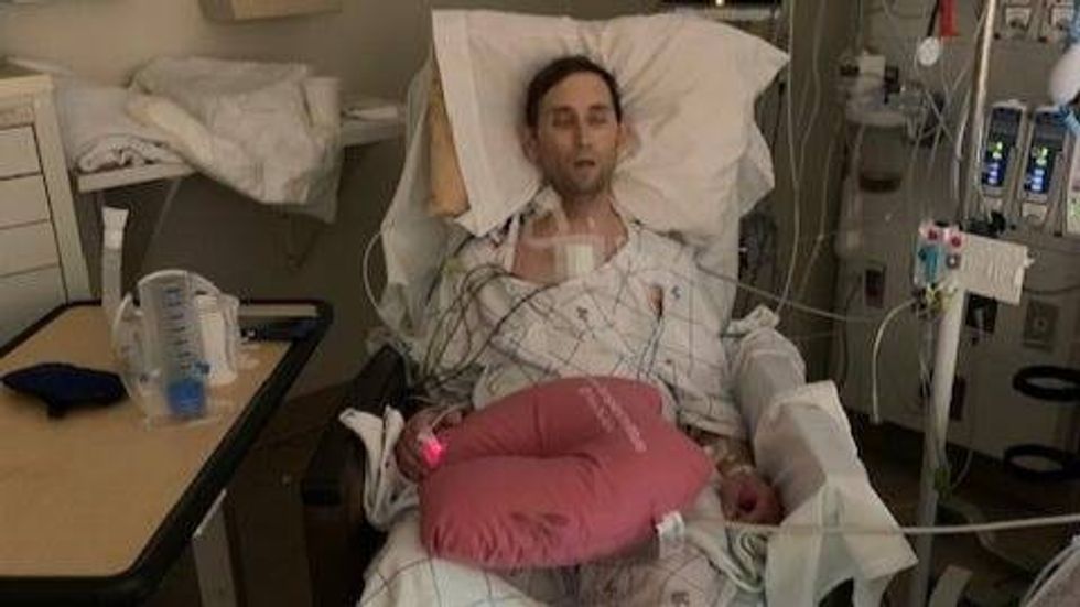 Patrick on the day after his transplant surgery.