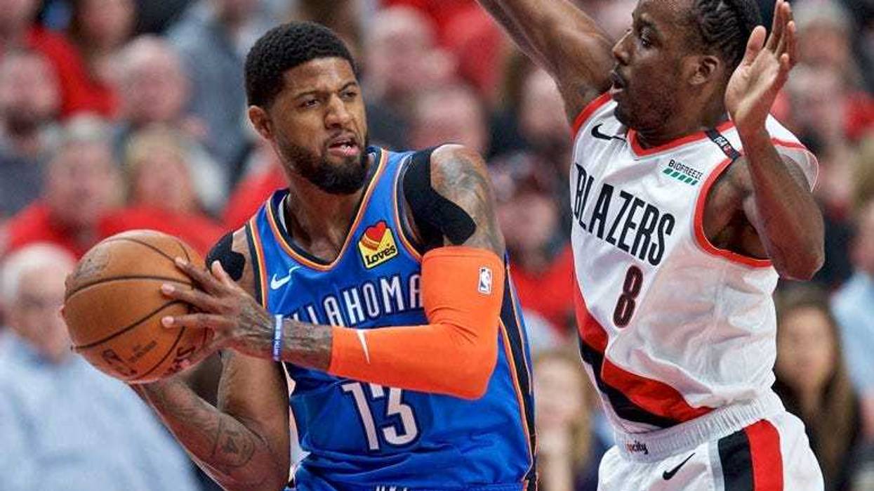 Paul George against the Phoenix Suns at Talking Stick Resort Arena in Phoenix.