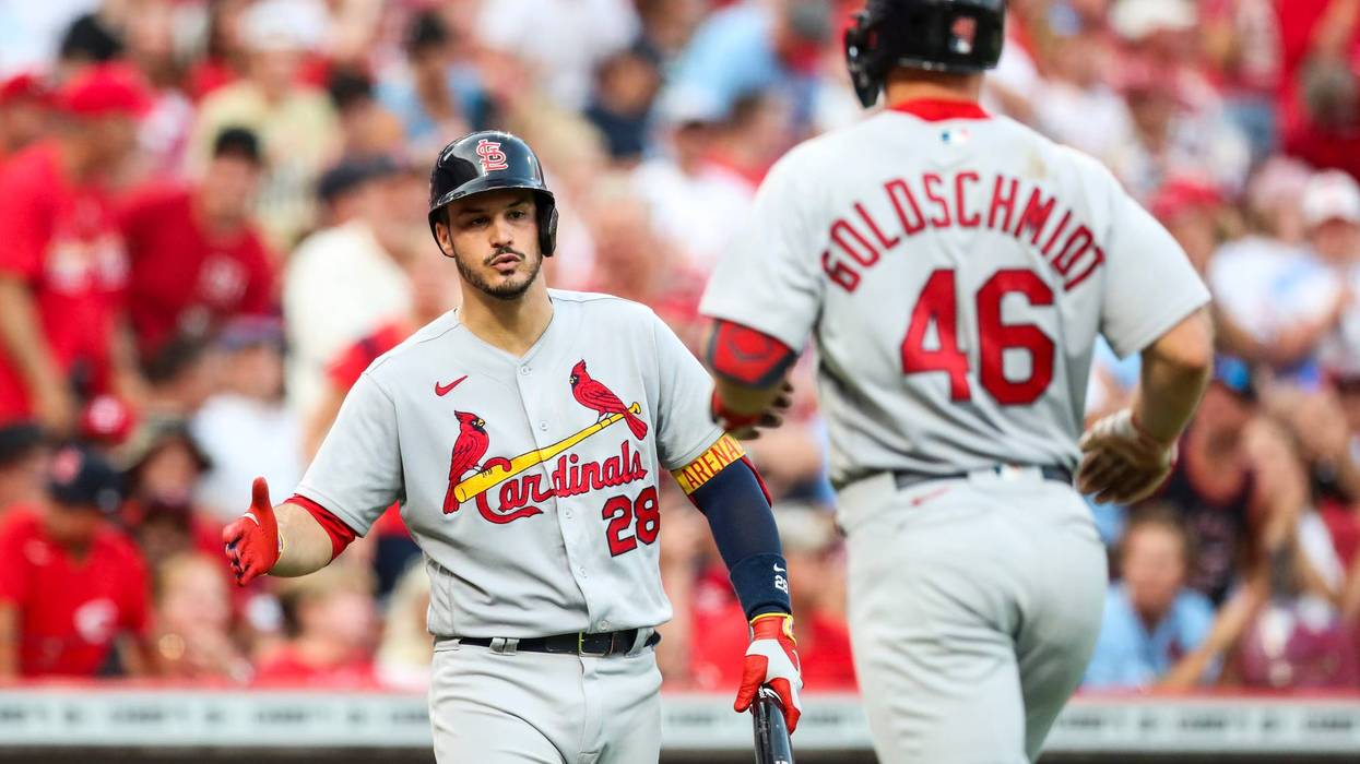 Paul Goldschmidt and Nolan Arenado after a Goldschmidt home run against the Cincinnati Reds