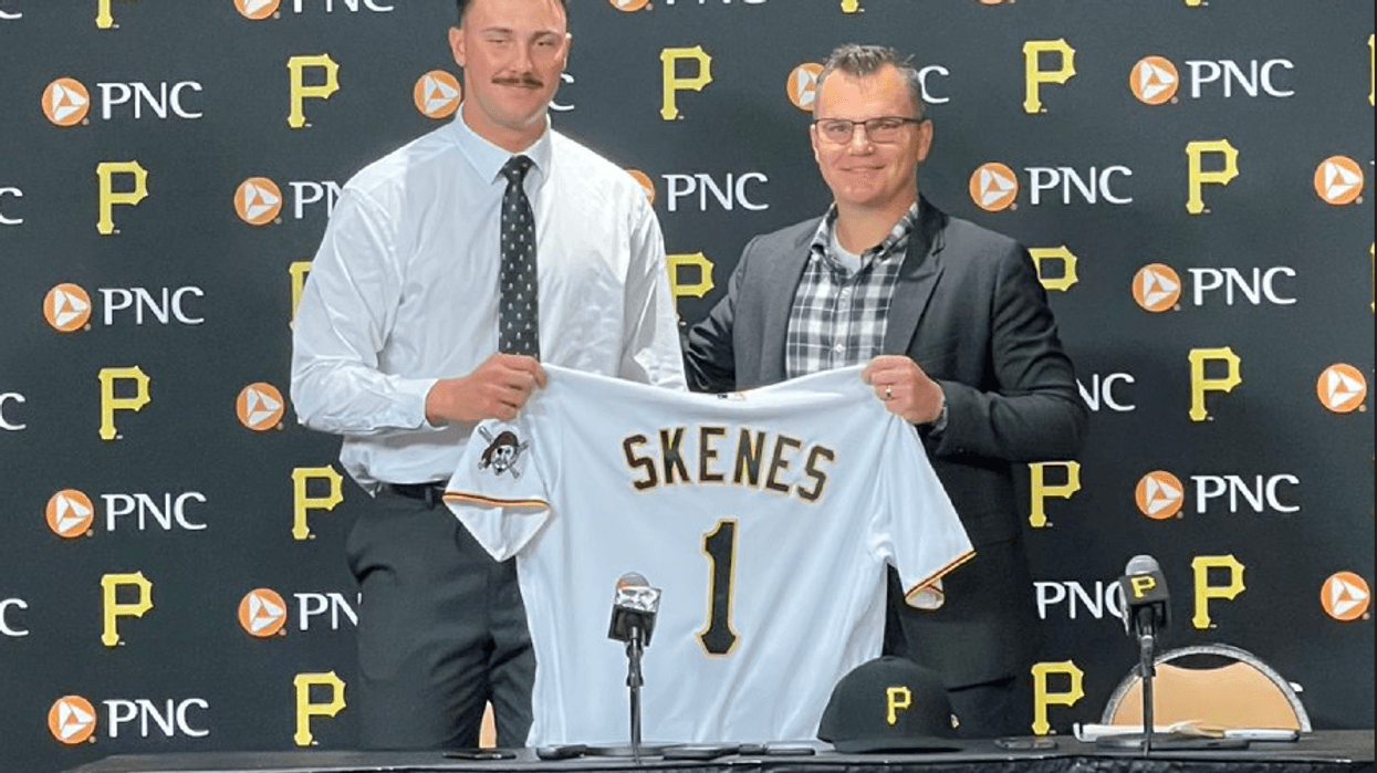 Paul Skenes and Ben Cherington at opening news conference