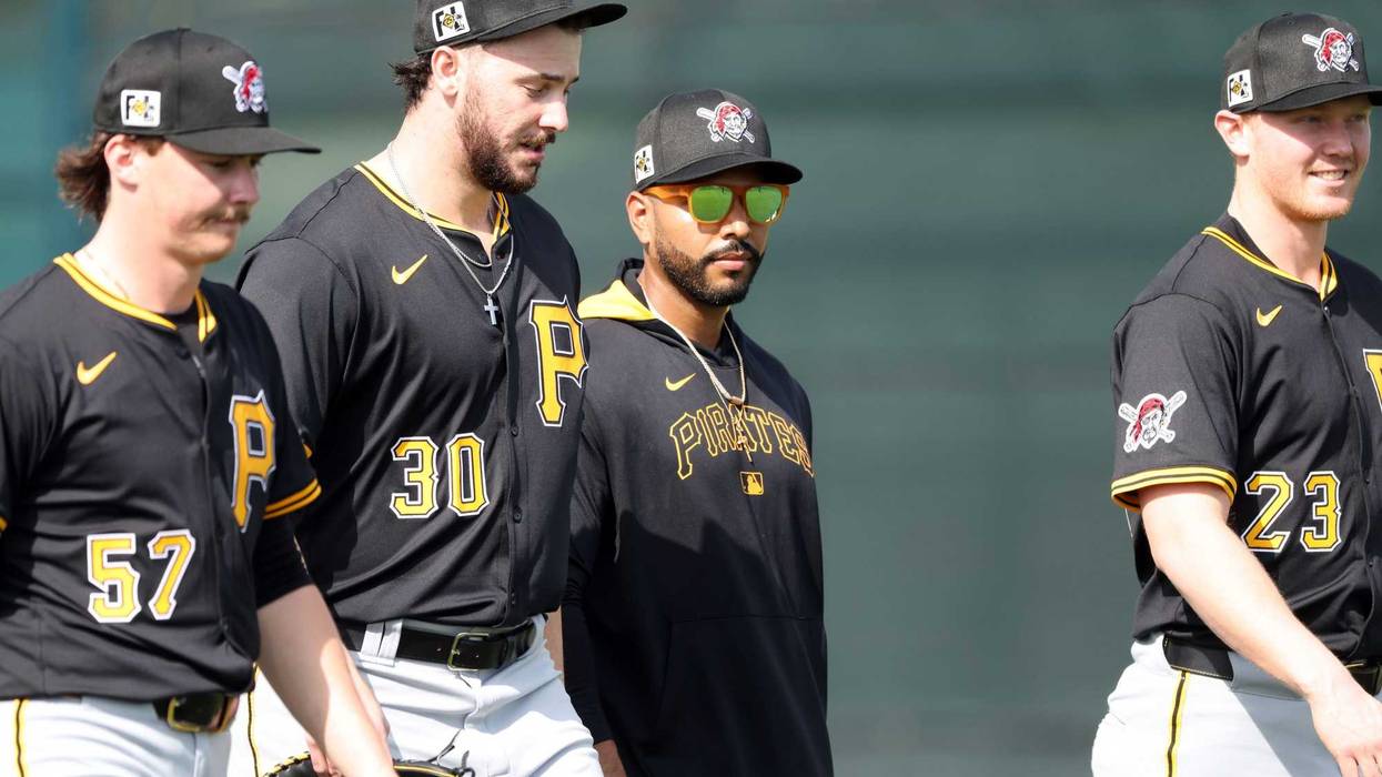 Paul Skenes Bubba Chandler Mitch Keller walking in Spring Training