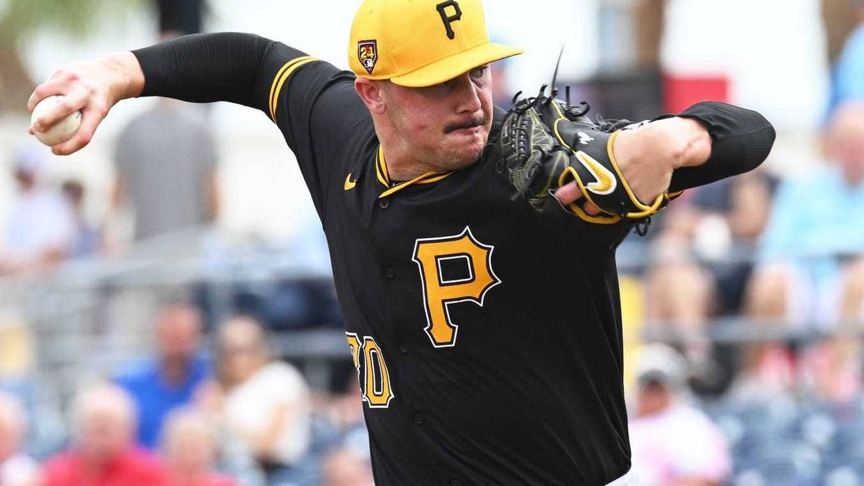 Paul Skenes pitching in Spring Training