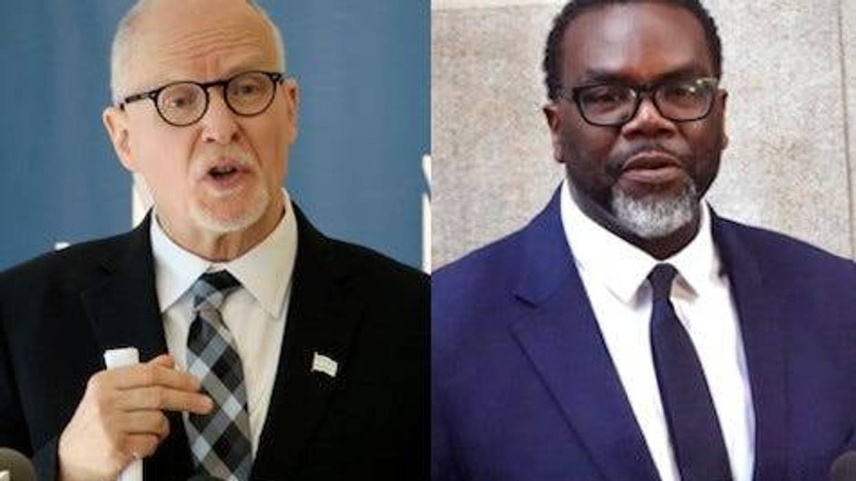 Paul Vallas and Brandon Johnson photos