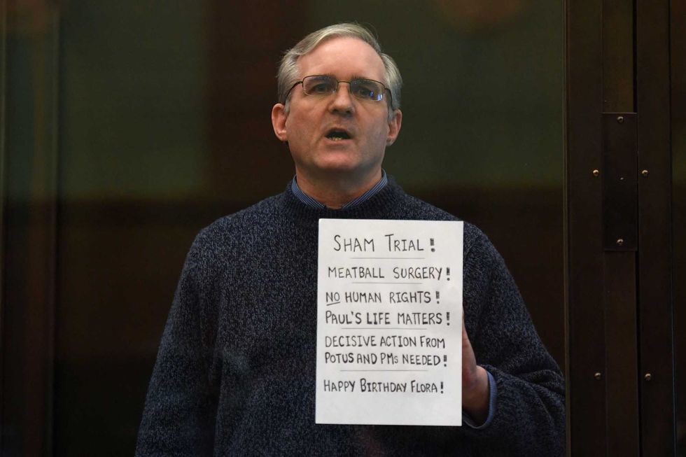 Paul Whelan, a former US marine accused of espionage and arrested in Russia in December 2018, is seen in a defendant