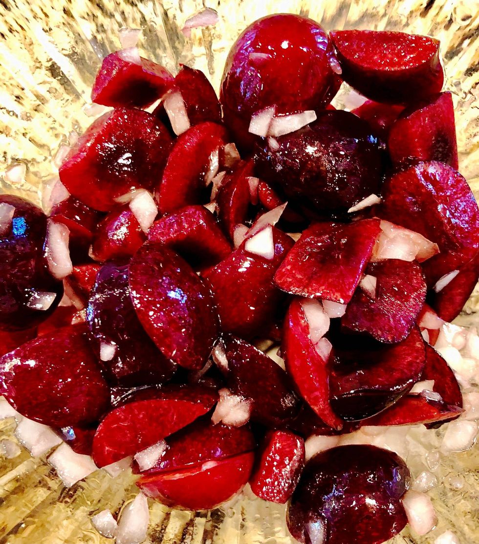 Peach Caprese Salad with Fresh Cherries