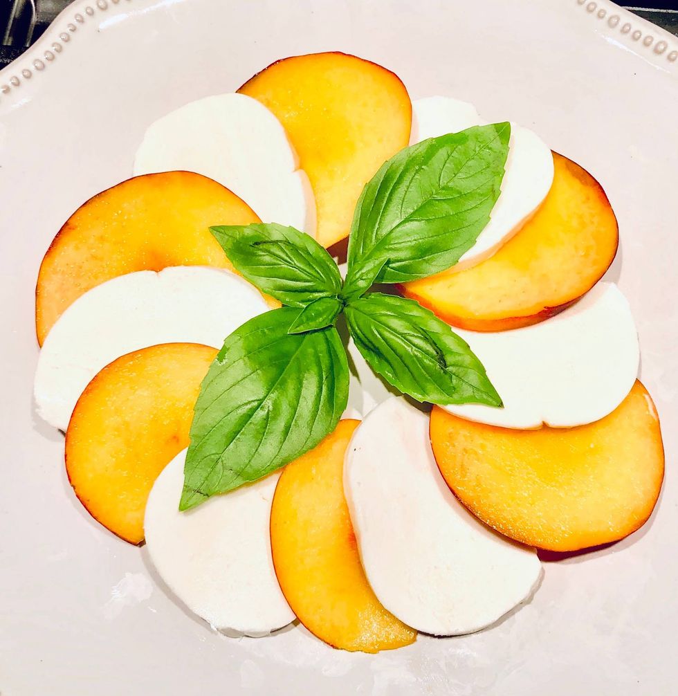 Peach Caprese Salad with Fresh Cherries