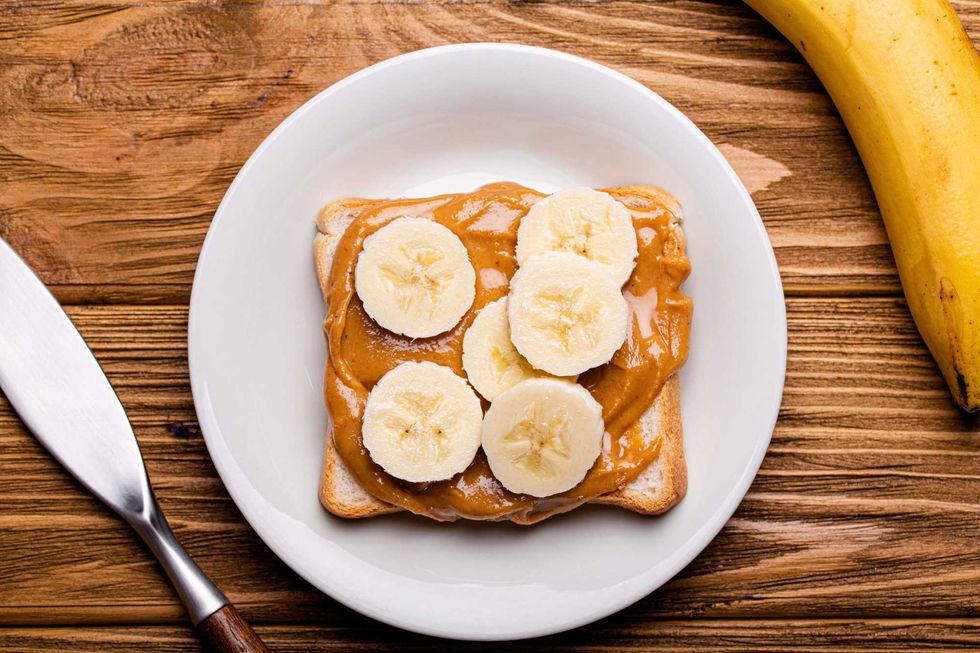 Peanut butter and banana on toast