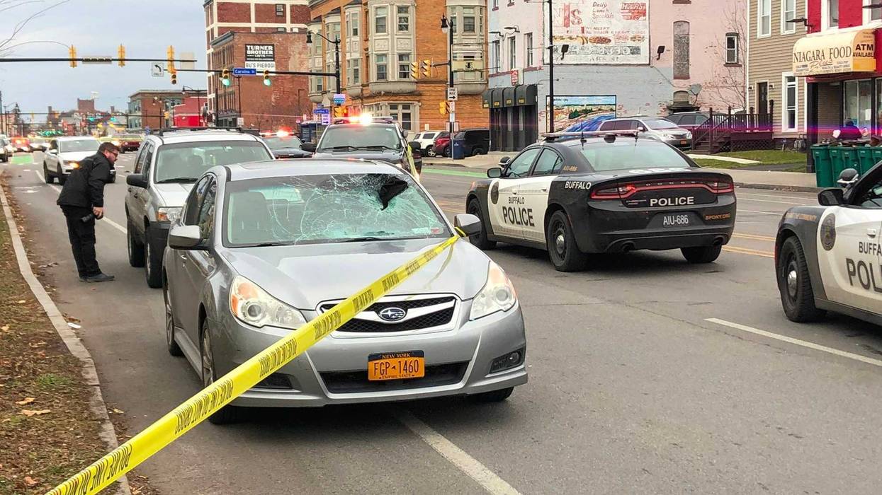 Pedestrian-involved accident on Niagara Street in Buffalo. November 27, 2019 (WBEN Photo/Brendan Keany)