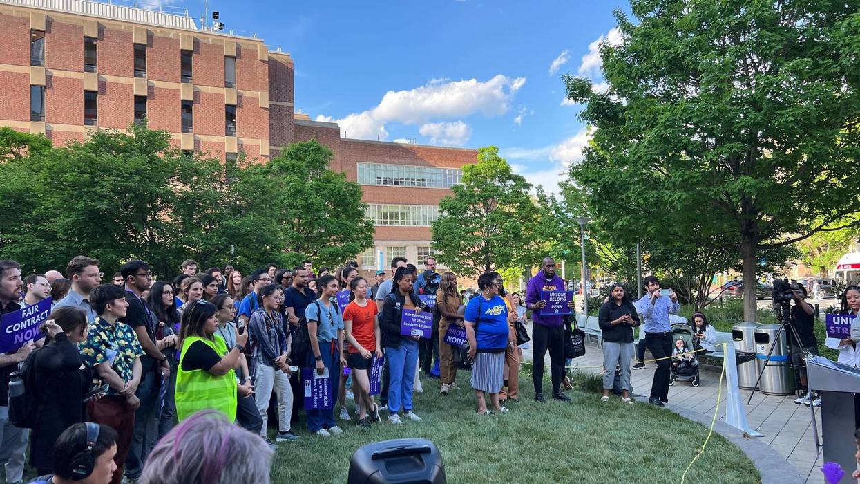 Penn residents and fellows rally outside hospital to demand better wages as months-long negotiations carry on