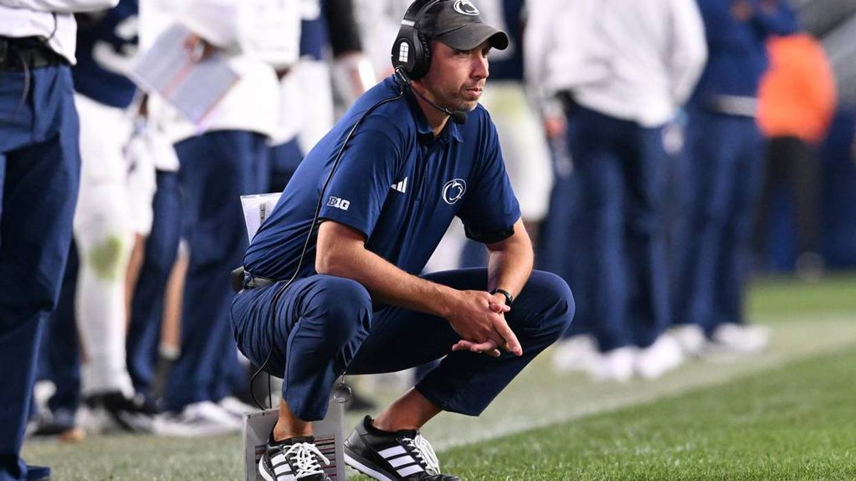 Penn State head coach Matt Campbell watches the action against Wisconsin during the third quarter of an NCAA college football game, Saturday, Sept. 26, 2026, in State College, Pa.