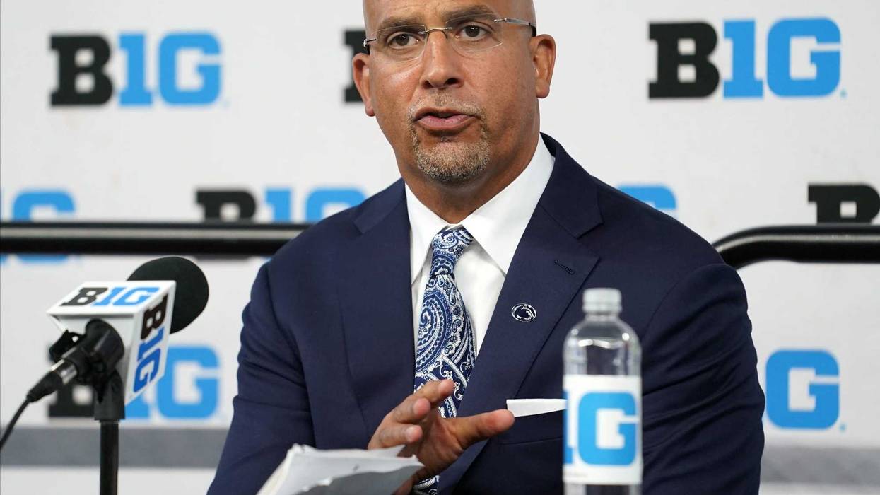 Penn State Nittany Lions head coach James Franklin talks to the media during Big 10 football media days