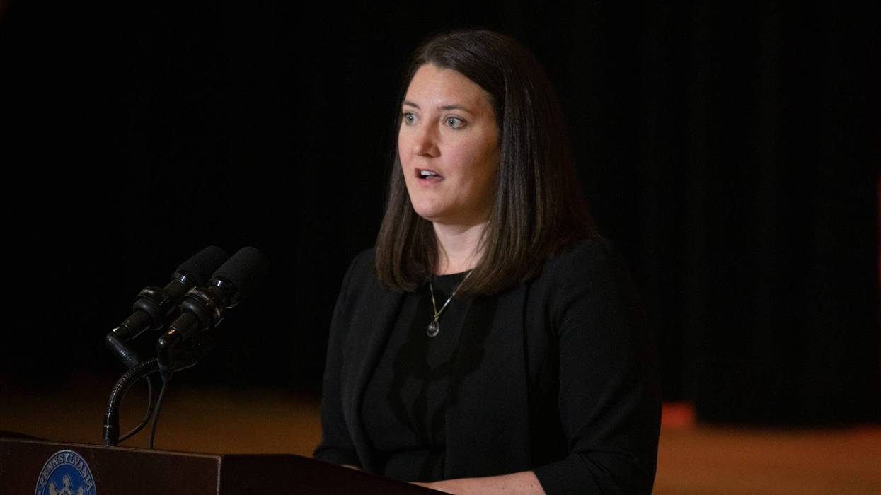 Pennie Executive Director Devon Trolley speaks at the York Jewish Community Center in June 2023.