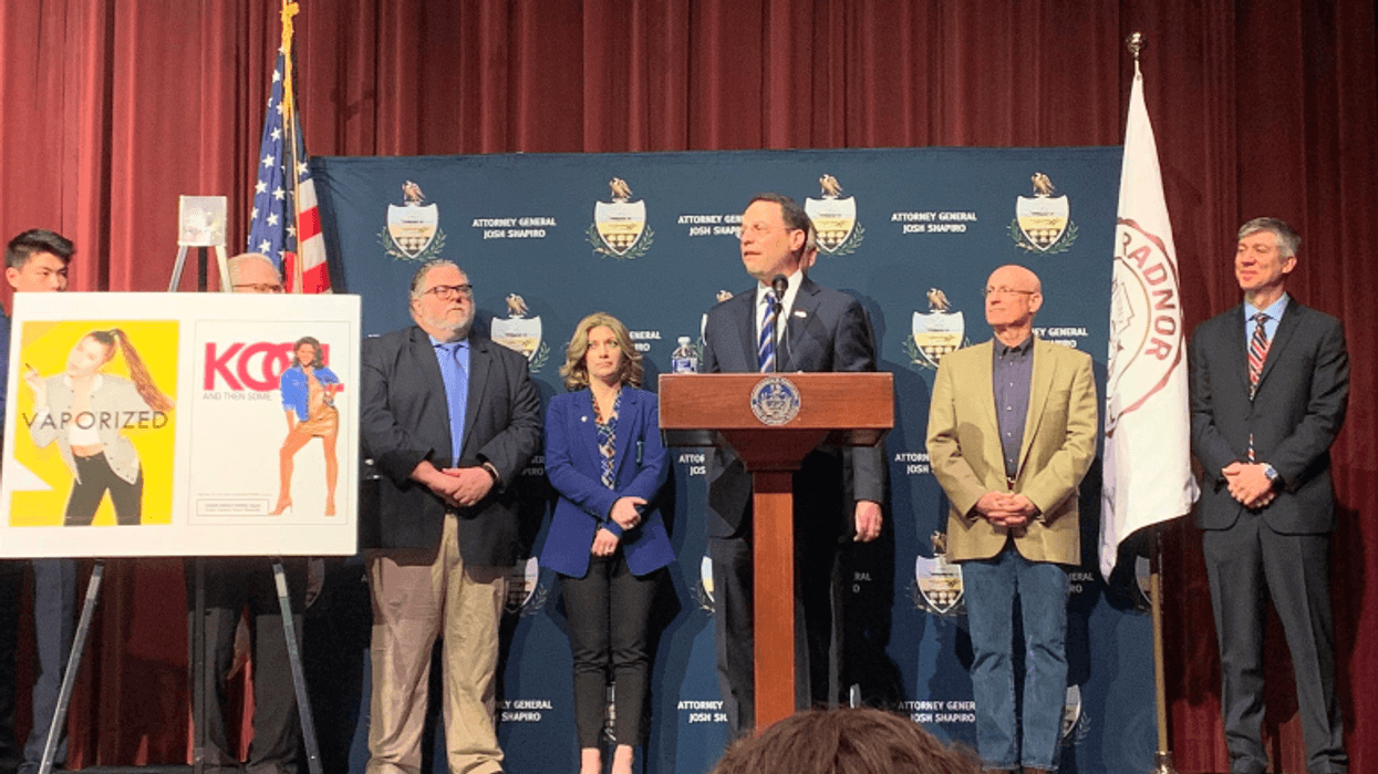 Pennsylvania AG Josh Shapiro announces the state is suing Juul at Radnor High School.
