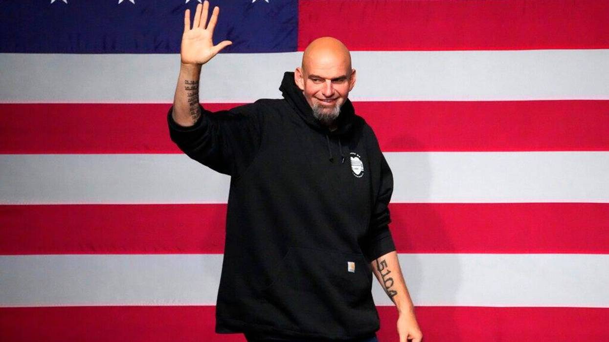 Pennsylvania Lt. Gov. John Fetterman, Democratic candidate for U.S. Senate from Pennsylvania, takes the stage at an election night party in Pittsburgh, early Wednesday, Nov. 9, 2022. (AP Photo/Gene J. Puskar)