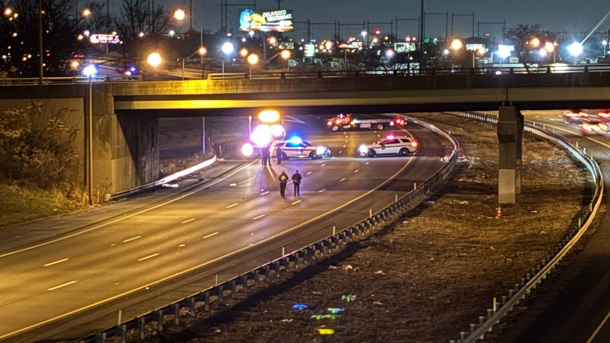 Pennsylvania State Police investigate the scene of a crash early Monday morning on I-95 in Philadelphia.