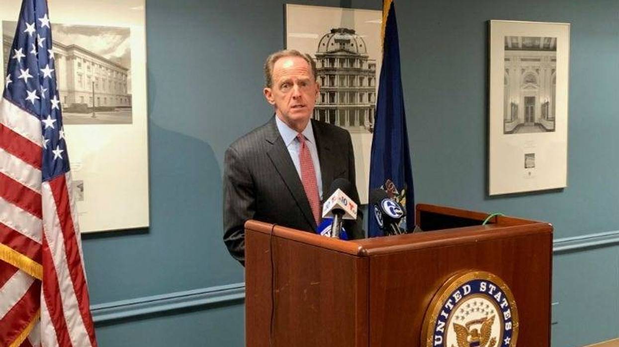 Pennsylvania U.S. Sen. Pat Toomey at a meeting with reporters.