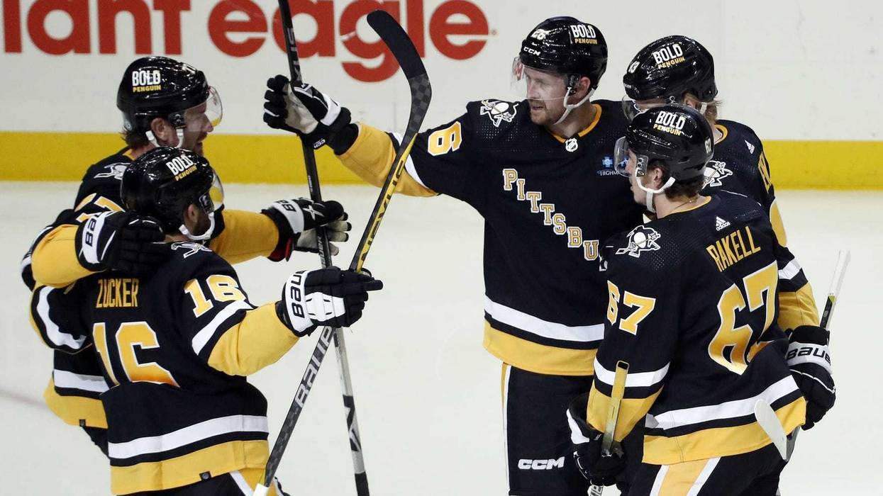 Pens celebrate goal