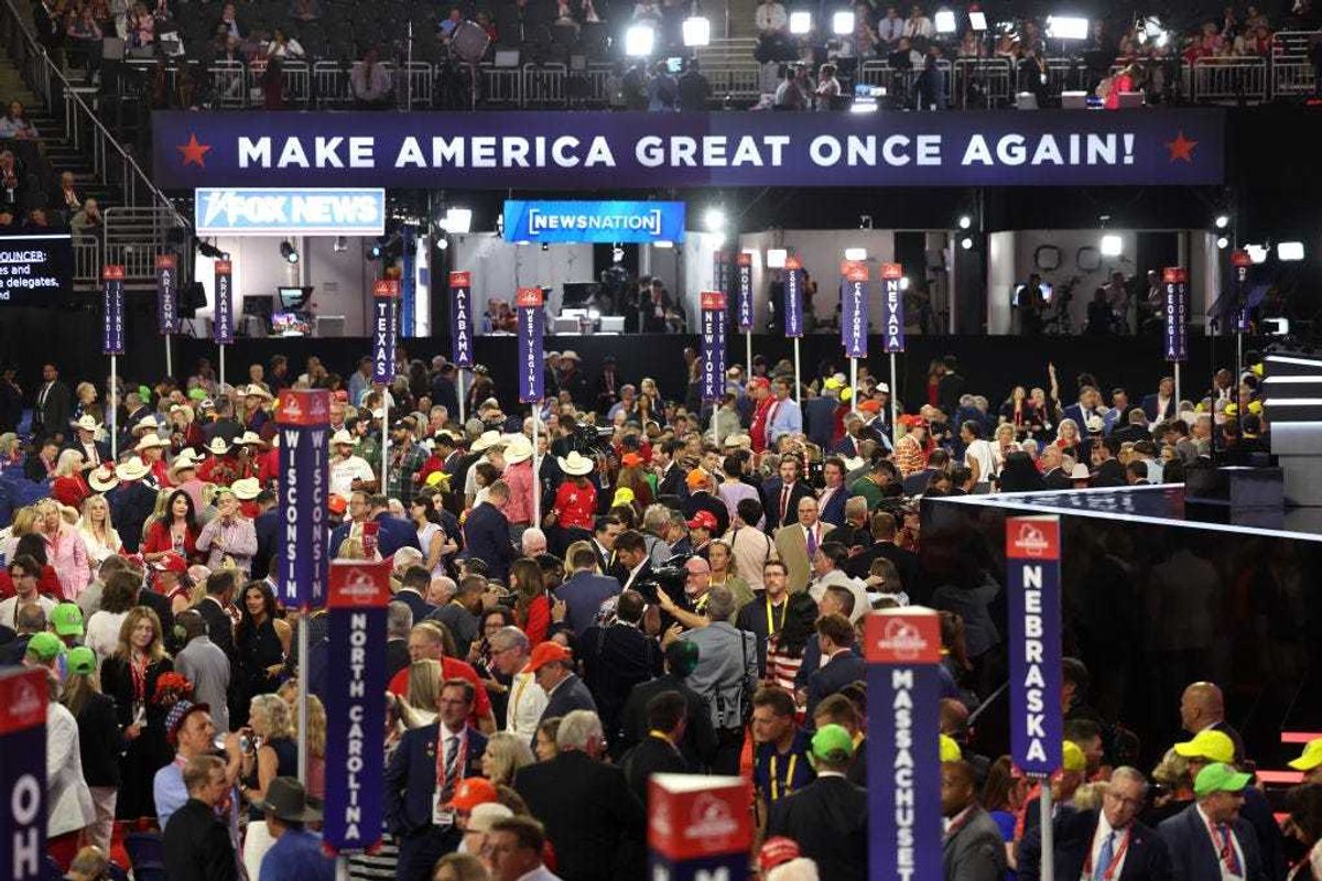 People at the Republican National Convention at the Fiserv Forum on in Milwaukee, Wisconsin.