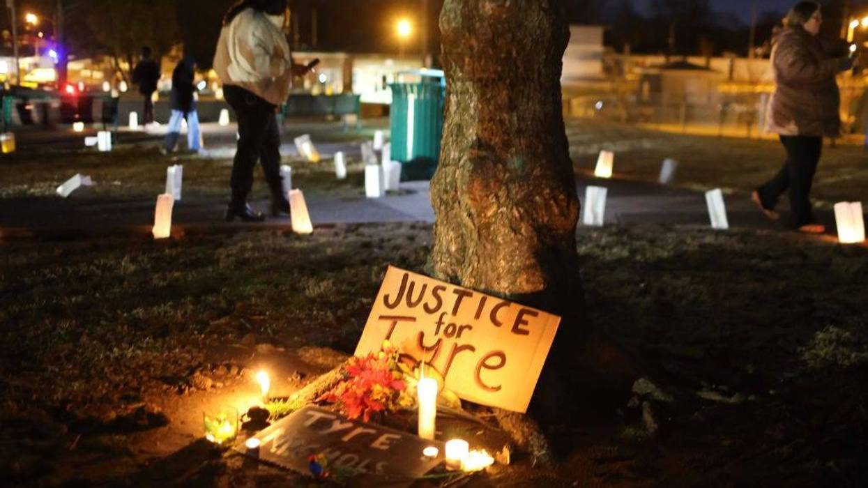 People attend a candlelight vigil in memory of Tyre Nichols at the Tobey Skate Park on January 26, 2023 in Memphis, Tennessee.