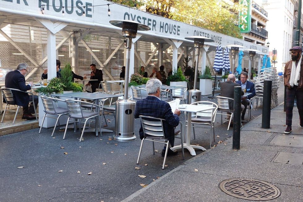People dining outdoors