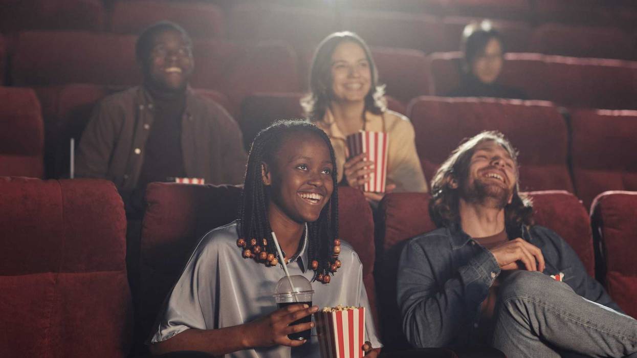People enjoying a movie.