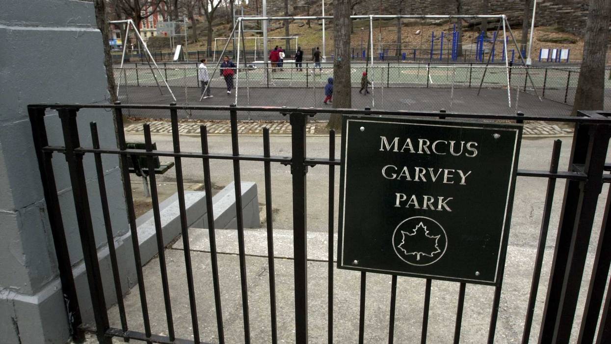 People exercise in the Marcus Garvey Park near 125th Street February 15, 2001 in New York City.