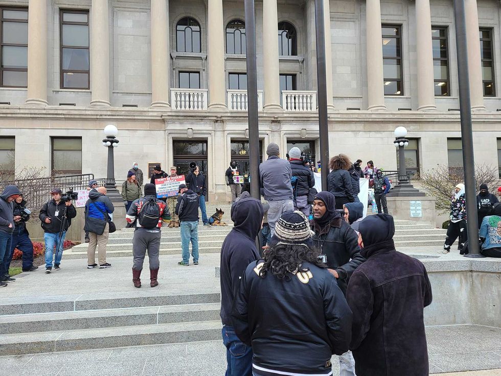 People gathered outside of Kenosha waiting for the verdict.