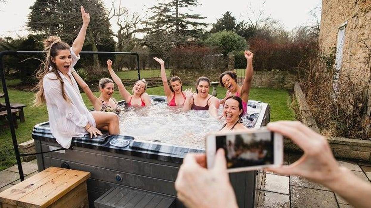 people in a hot tub