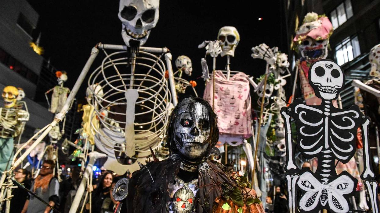 People in costumes participate in the annual Village Halloween parade on Sixth Avenue on October 31, 2018 in New York City.