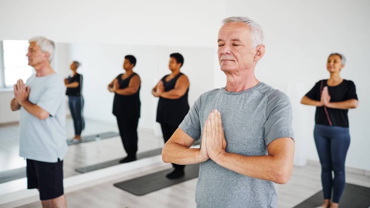 People meditating