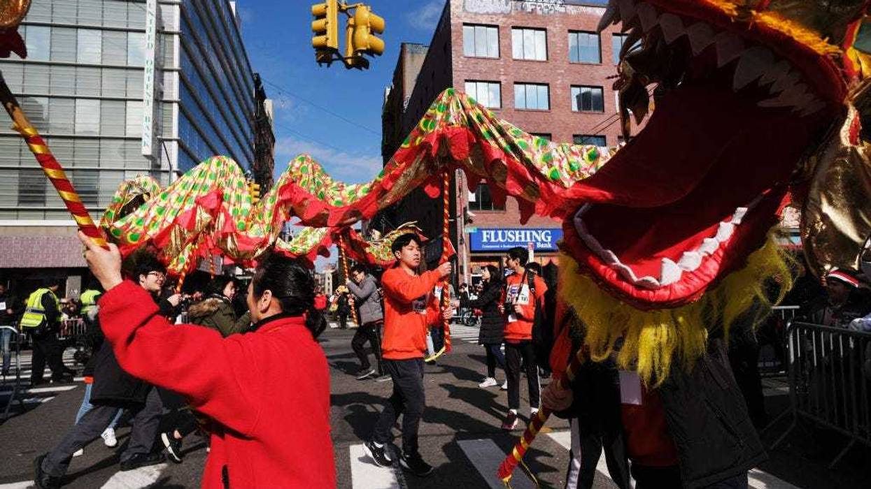 People participate in the annual Lunar New Year Parade in Manhattan's Chinatown on February 09, 2020 in New York City.