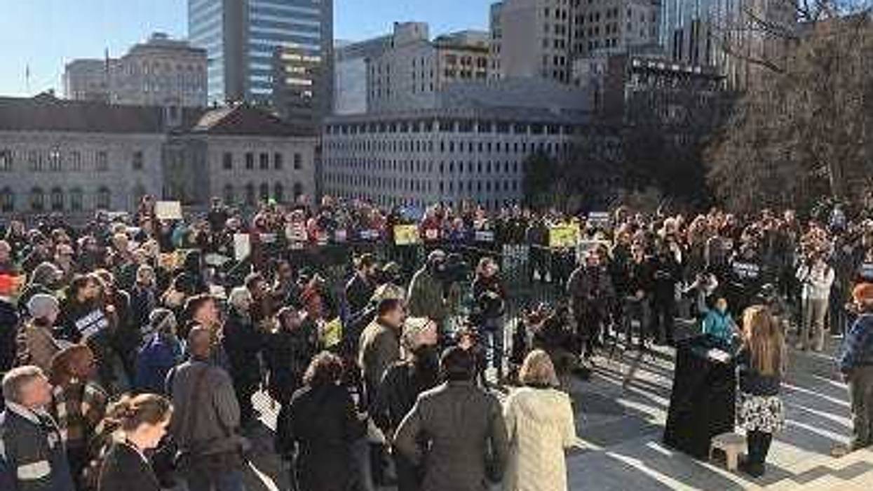People pushing for local control of Confederate Monuments rally at State Capitol. (Matt Demlein, WRVA)